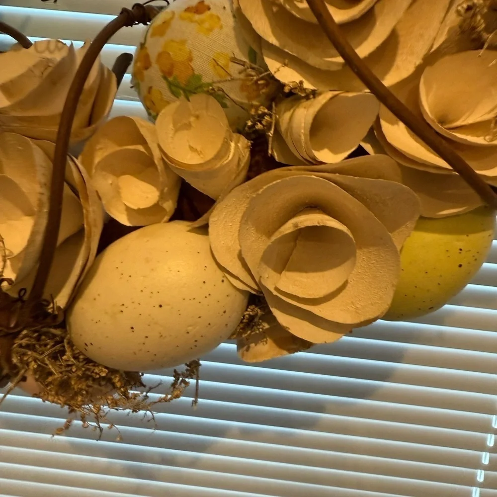 Yellow and Pink Holiday Wreath with Festive Accents
